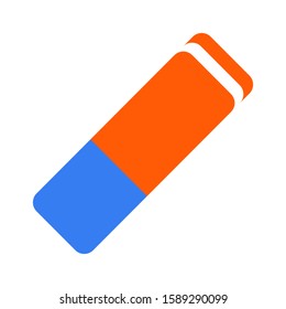 Eraser vector isolated. School rubber, office stationery element. Red and blue eraser. Correct mistakes using rubber.
