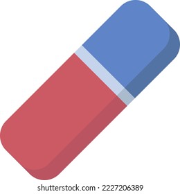 Eraser, vector. Red blue eraser, illustration.