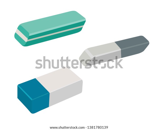 Erasers Different Shapes Cartoon Style Vector Stock Vector (Royalty ...