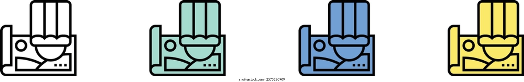 erasers icon. Outline, Green, Blue and Yellow Style Design Isolated On White Background