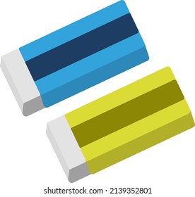 Erasing rubbers, illustration, vector on a white background.