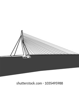 Erasmus Bridge In Rotterdam Vector Icon