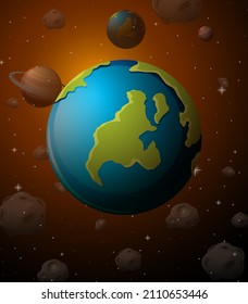 Erath planet on space background illustration
