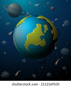 Erath planet on space background illustration