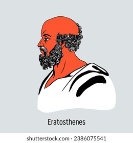 Eratosthenes war ein griechischer Mathematiker, Astronom, Geograf, Philologe und Dichter. Vektorgrafik ist handgezeichnet.