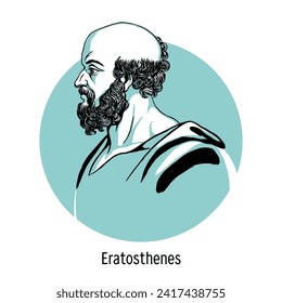 Eratosthenes was a mathematical mathematician, astronomer, geographer, philologist and poet. Hand drawn vector illustration