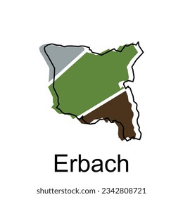 Erbach City de la ilustración del vector del mapa alemán, plantilla vectorial con el estilo de esbozo gráfico aislado en el fondo blanco