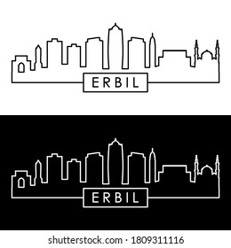 Erbil skyline. Linear style. Editable vector file.
