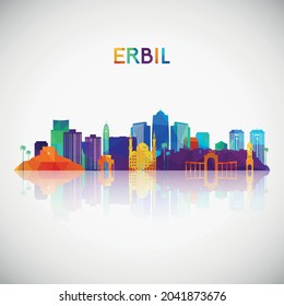Erbil skyline silhouette in colorful geometric style. Symbol for your design. Vector illustration.