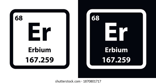 Erbium  chemical element icon. The chemical element of the periodic table. Sign with atomic number. 