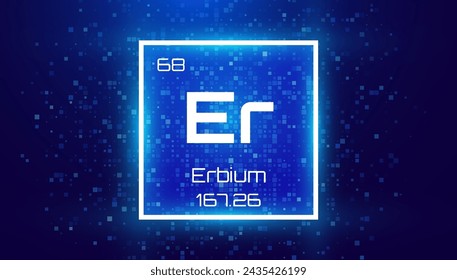 Erbium. Periodic Table Element with Symbol Er. Chemical Element Card with Number and Atomic Weight. Design for Education, Lab, Science Class. Vector Illustration.