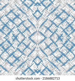 Erbu tiles. Lisbon seamless pattern. Morocco fabric, traditional pottery. Wrinkled paper. Vibrant cherry color. Hippie tiedye decor, ethnic carpet. Japanese shibori print. Chinese blue ink, erbu dye.