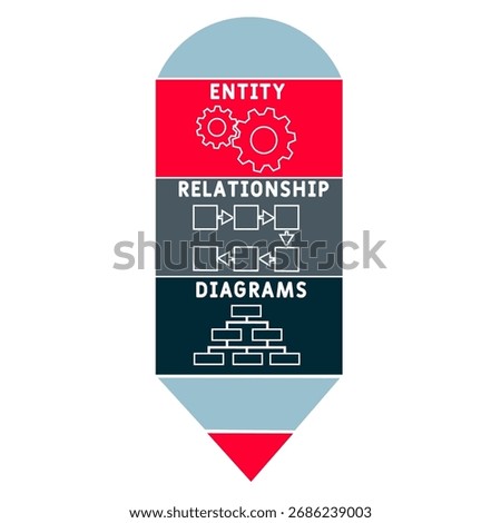 ERD - entity relationship diagrams  acronym. business concept background. vector illustration concept with keywords and icons. lettering illustration with icons for web banner, flyer, landing pag