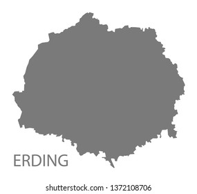 Erding grey county map of Bavaria Germany