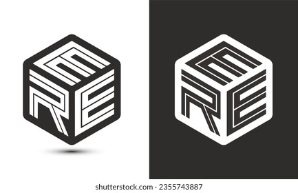 ERE letter logo design with illustrator cube logo, vector logo modern alphabet font overlap style. Premium Business logo icon. White color on black background