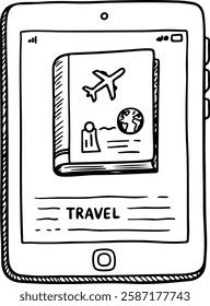 E-Reader Displaying a Travel Book Cover