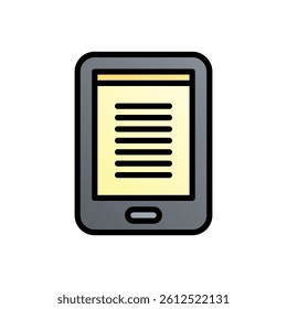 E-reader. Editable vector icon, coloured with outlined stroke.