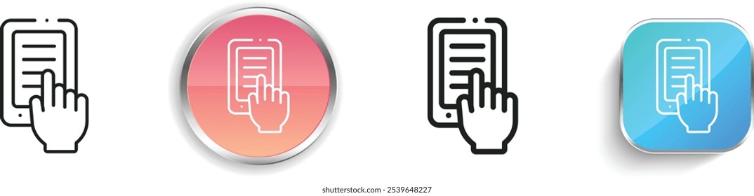 ereader icon. Thin Linear, Regular and Button Style Design Isolated On White Background