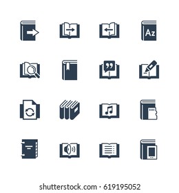 Ereader interface related vector icon set