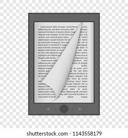 Ereader mockup. Realistic illustration of ereader vector mockup for on transparent background