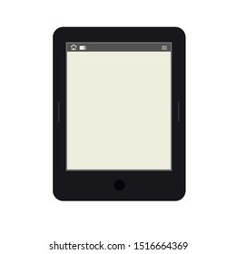 E-reader in working mode, without text, on a white background. Vector graphics.