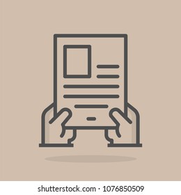 E-reading vector line icon