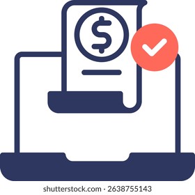 E-Receipt Icon Mixed Color Vector Illustration