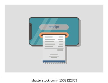 E-receipt on a smartphone. Simple flat illustration