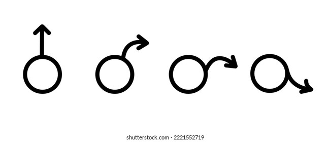 Erectile dysfunction, prostatitis, Impotence. Sex problem. Male gender symbol. Impotence, flaccid soft penis. Infertility, pills for potency. Stock vector illustration isolated on white background.