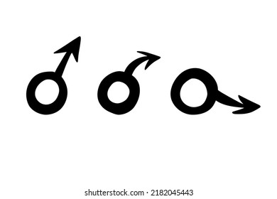 Disfunción eréctil, prostatitis. Símbolo masculino de género. Impotencia, pene blando fláccido. Infertilidad, píldoras para la potencia. Ilustración del conjunto de vectores de material aislada en fondo blanco.