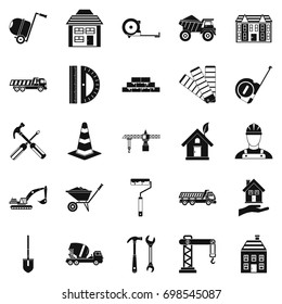 Erection icons set. Simple set of 25 erection vector icons for web isolated on white background