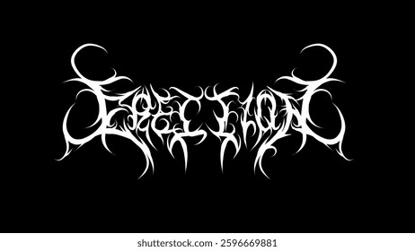 Erection text typography vector design, symmetrical lettering metal font style for t-shirt print apparel, sticker, poster and metal logo
