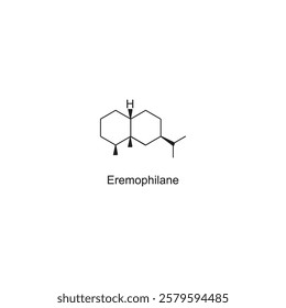 Eremophilane skeletal structure.Sesquiterpene compound schematic illustration. Simple diagram, chemical structure.