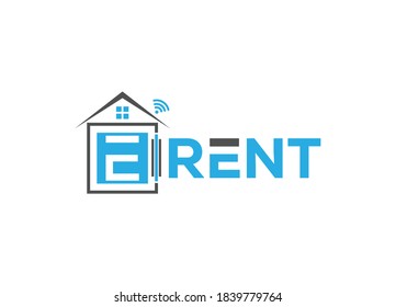 Vorlage für Vektorgrafiken mit E-Miete-Logo oder Symboldesign