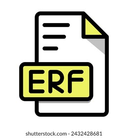 ERF File Format Icon. Vector. Black Outline With Shadow Fill Design.