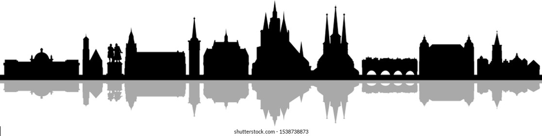 Erfurt City Cityscape Skyline Vector