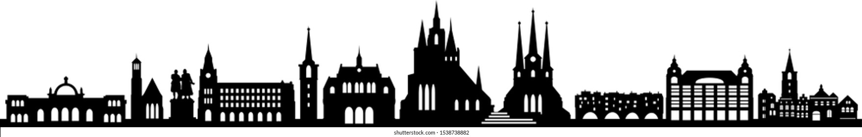 Erfurt City Cityscape Skyline Vector