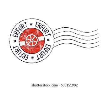 Erfurt city grunge postal rubber stamp against white background