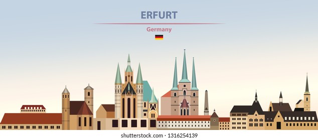 Erfurt city skyline on colorful gradient beautiful day sky background with flag of Germany - Shutterstock ID 1316254139