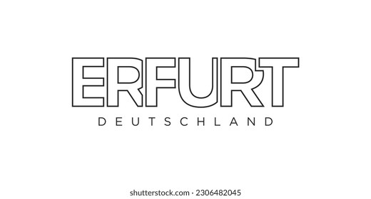 Erfurt Deutschland, as a graphic symbol and text element, set against a white background, is perfect for travel banners, posters, web, and postcards.