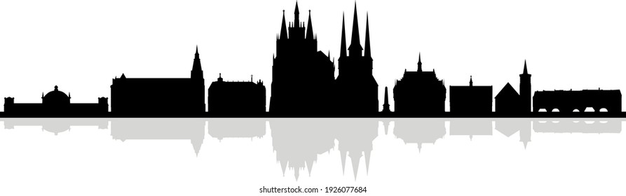 ERFURT Thüringen SKYLINE City Silhouette
