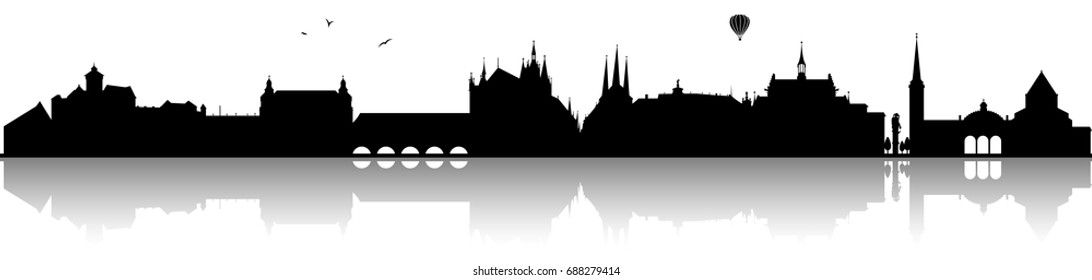 Erfurt skyline silhouette black