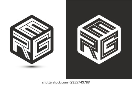 ERG letter logo design with illustrator cube logo, vector logo modern alphabet font overlap style. Premium Business logo icon. White color on black background