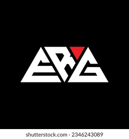 ERG triangle letter logo design with triangle shape. ERG triangle logo design monogram. ERG triangle vector logo template with red color. ERG triangular logo Simple, Elegant, and Luxurious design.