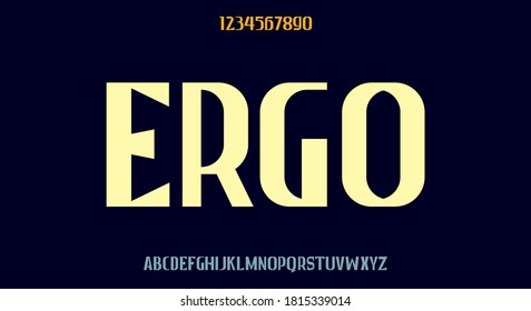 Ergo, tall bold display font, modern typeface design