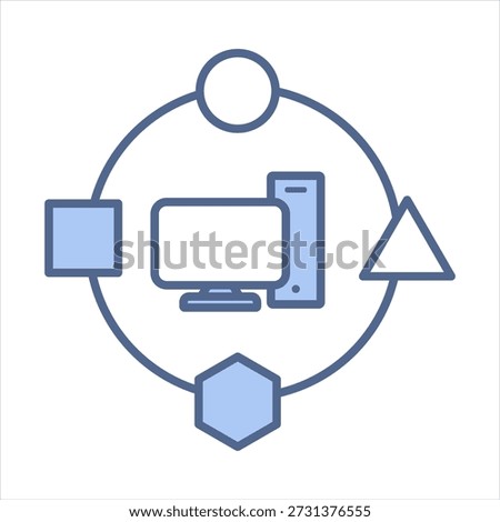 Ergonomic Adaptation Blue Icon Vector Illustration