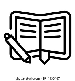 Ergonomic book icon. Outline ergonomic book vector icon for web design isolated on white background
