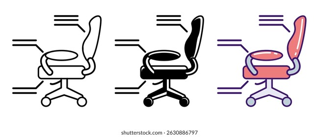 Ergonomic Chair icon represented by Ergonomic Chair Line, Filled, Color style.