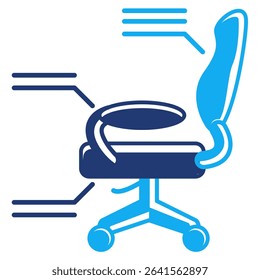 Ergonomic Chair icon represented by Ergonomic Chair Dualtone style.