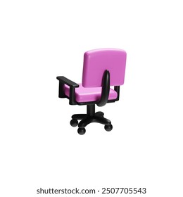Silla ergonómica para el trabajo y los juegos. Diseño 3D con muebles cómodos de color rosa, adecuado para lugares de trabajo modernos. Gráficos aislados del Vector en un fondo blanco